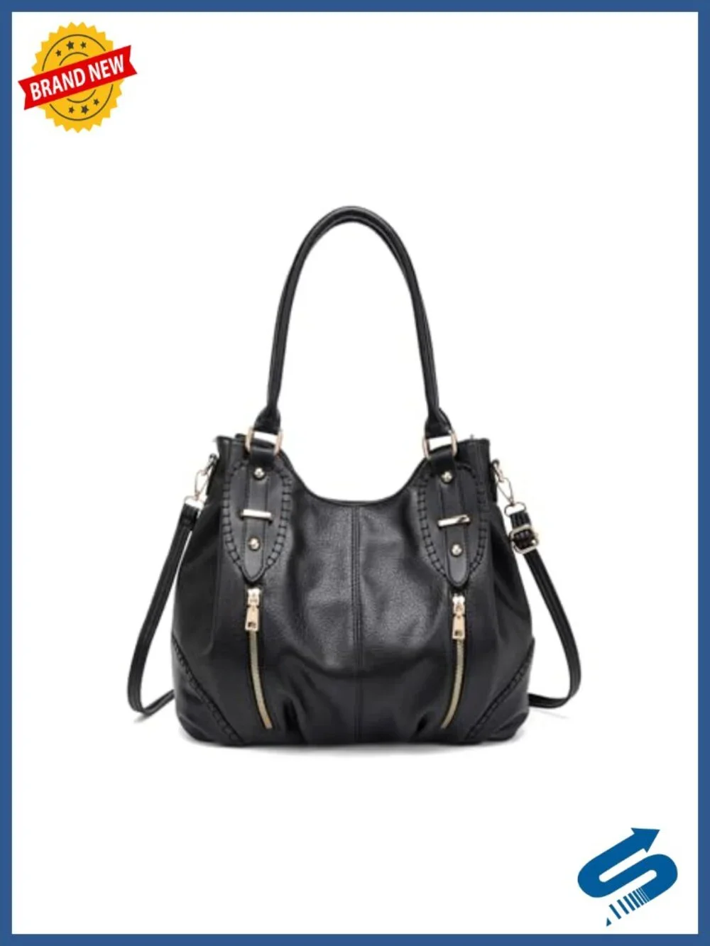 Vintage PU Leather Hobo Tote Bag with Adjustable Strap